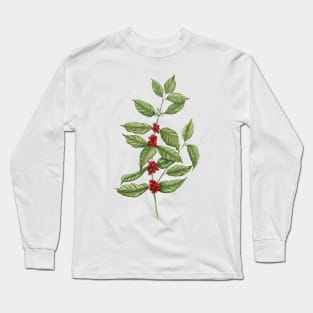 Coffee plant watercolor illustration Long Sleeve T-Shirt